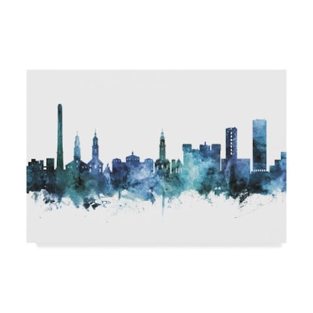 Michael Tompsett 'Erlangen Germany Blue Teal Skyline' Canvas Art,16x24
